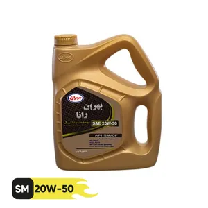 روغن موتور خودرو 4 لیتری، 20W-50، ساخت نیمه سنتتیک، برند بهران، کیفیت SM/CF، مدل Rana - خودرو و موتورسیکلت