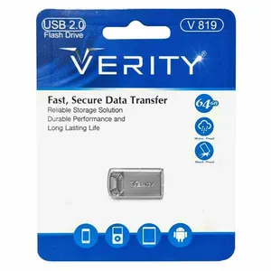 فلش مموری 64 گیگابایت وریتی مدل V-819، دارای رابط‌ USB 2.0، طول عمر زیاد، سرعت استاندارد انتقال اطلاعات 480 مگابیت بر ثانیه، ضد آب، خش و شوک - کالای دیجیتال