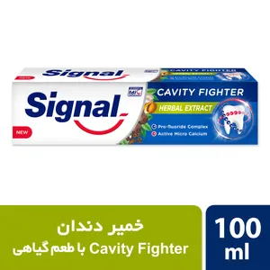 خمیر دندان ضد پوسیدگی سیگنال مدل Herbal، دارای حاوی میکروکلسیم فعال و پروفلوراید، ترمیم‌کننده، استحکام‌بخش، با عصاره گیاهان، حجم 100 میلی‌لیتر - زیبایی و سلامت